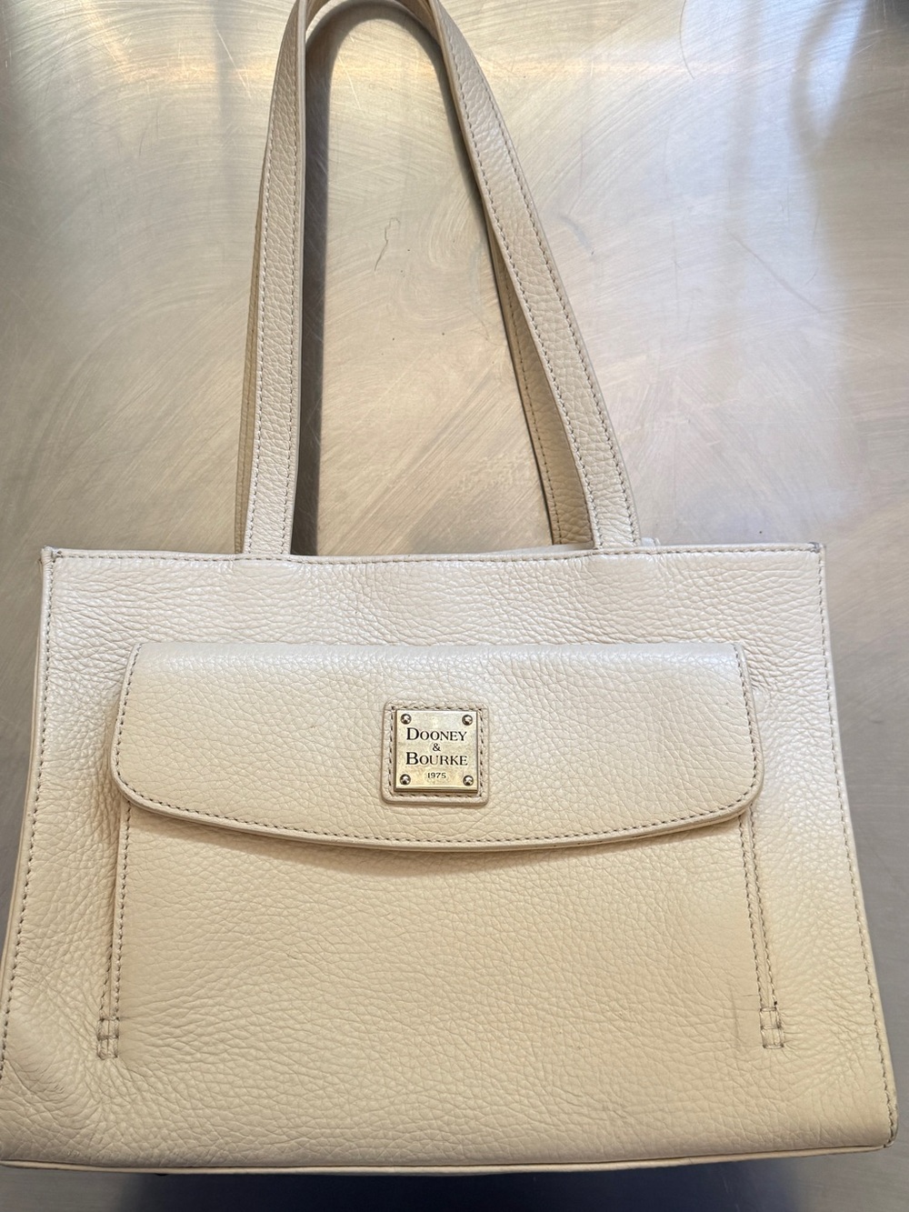 Dooney & Bourke Cream Leather Shoulder Tote